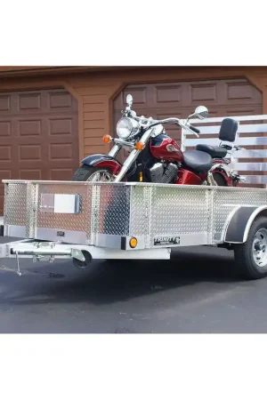 Price Cut Trophy Trailer - SINGLE AXLE - DIAMOND PLATE SIDE - Aluminum Utility Trailer - Sizes: 8ft - 14ft