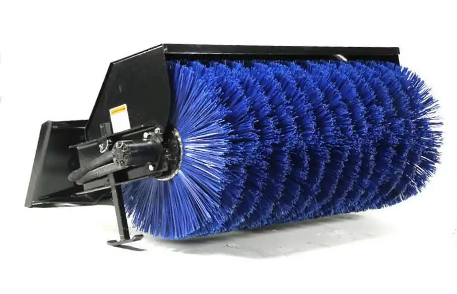 Professional Grade 60" Wide Mini Skid Steer Hyraulic Angle Broom With Poly/Wire Brush (Industrial Series)