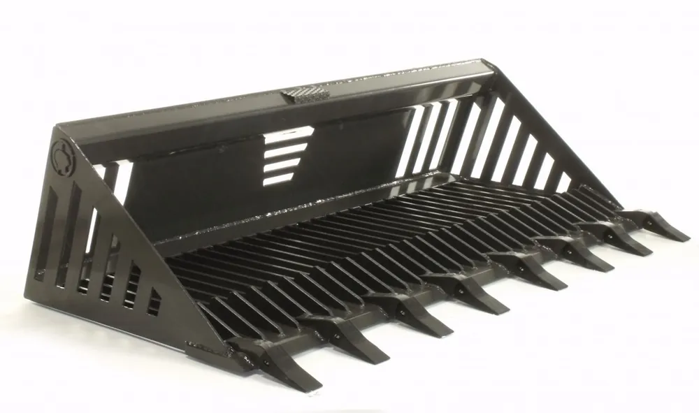 72" Wide Skid Steer Rock Bucket Attachment With Teeth Premium