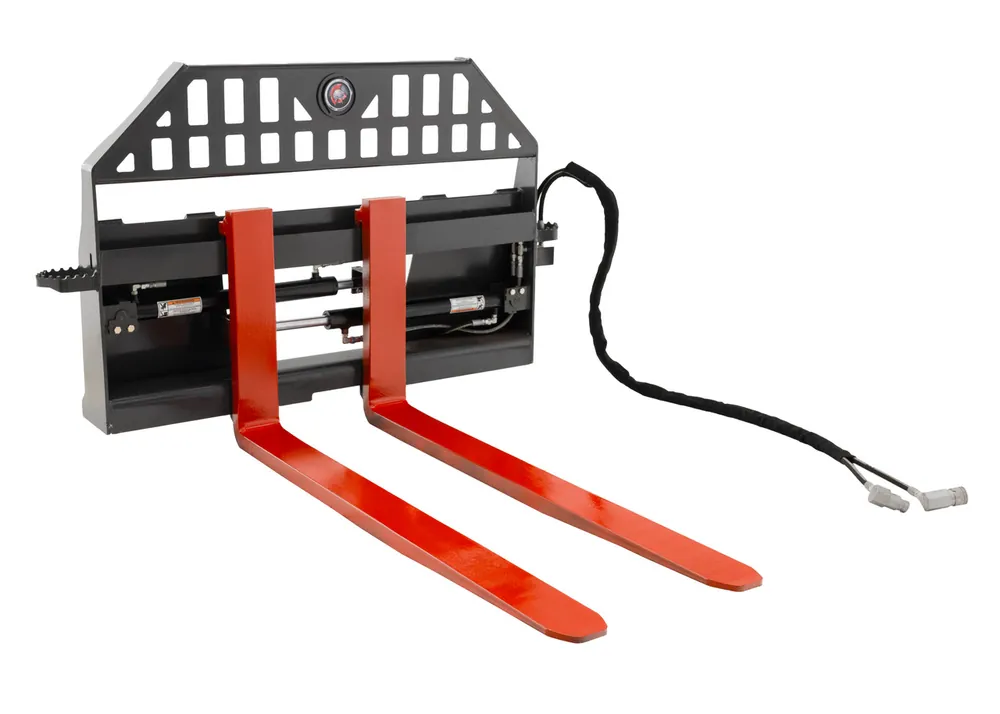 Skid Steer Pallet Fork Frame With 48" Long Tines Class II 4000 lbs Hydraulic Adjustable (Professional Series) Limited Offer