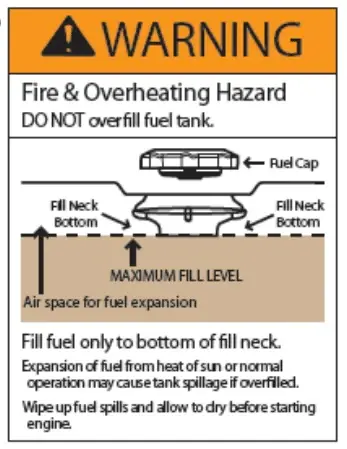 (786837) DECAL, FUEL FILL WARNING - G Fan Favorite