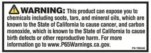 Holiday Sale (799546) Gas Engine Prop 65 Warning Decal